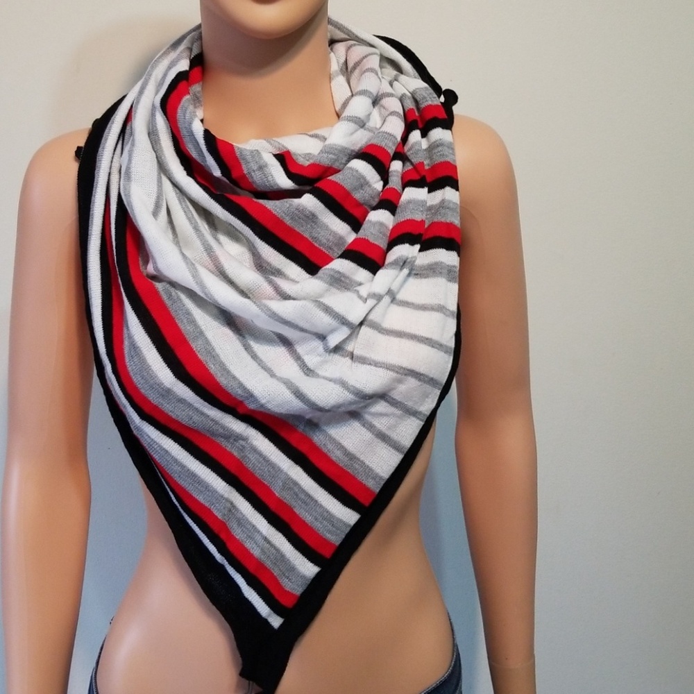 Vince Camuto Black Stripe Knit Scarf/Bandana NWT